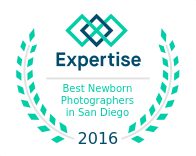 Badge for Best Newborn Photographers in San Diego 2016 Newborn photography in San Diego with Sophie Crew Photography is award winning and recommended with Expertise